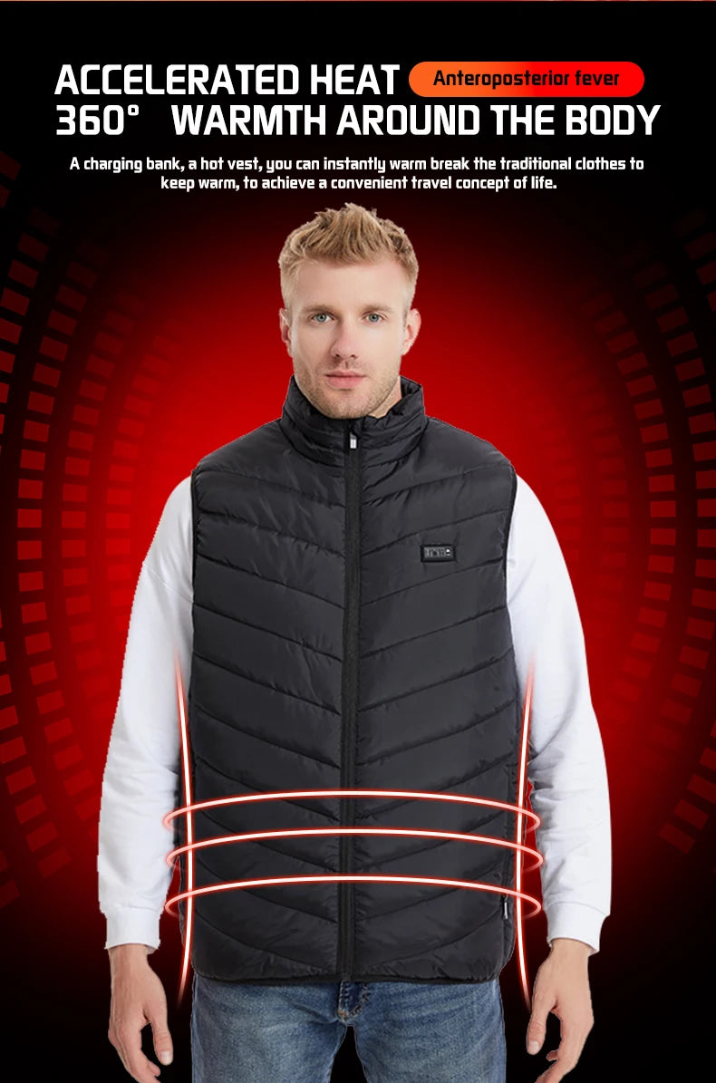 TODWARM Heating Vest Blue Men's Jacket Heated Winter Women's Heated Jacket Thermal Vest Warmer Outdoor Sports Jacket