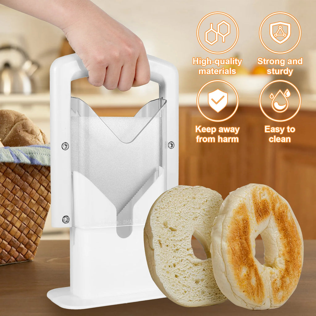 Bagel Cutter Slicer with Safety Handle Stainless Steel Handheld Bread  Precision Cutter Portable Muffin Slicer Kitchen Gadgets