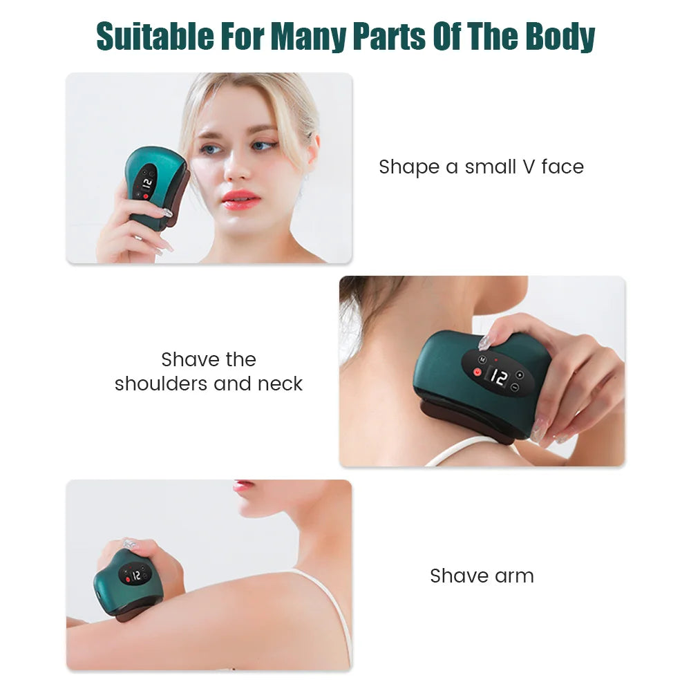 Electric Guasha Massager Body Scraping Heating Vibration Muscle Guasha Face Neck Eye Massage Knife Stone Gua Sha Gouache Scraper