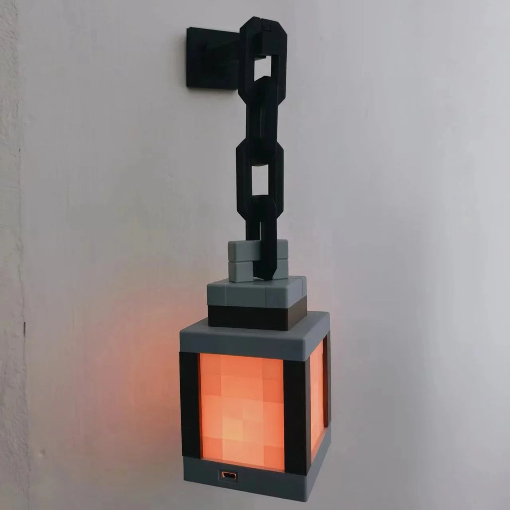 Pixel Style Wall Night Light USB Creative My Worlds Hanging Lantern For Bedroom & Gaming Decor Atmosphere Lamp For Boys Room
