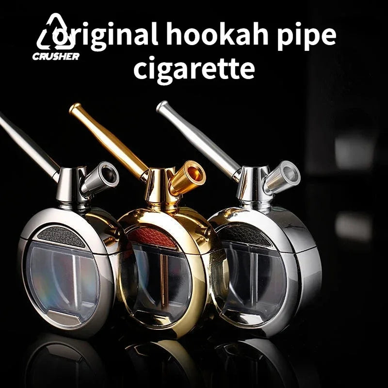 CRUSHER Dry Herb Grass Tobacco Pipes Kit Zinc Alloy Hookah Set Men and Women Use Double Filter Water Smoking Pipe Accessories