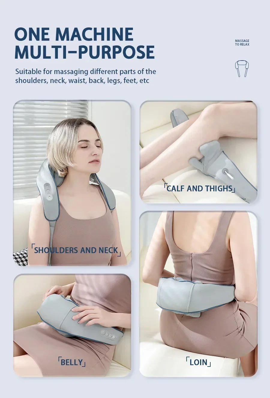 Hot-selling portable mini relaxation clay kneading smart heated shawl, multi-function acupressure massage for trapezius and neck