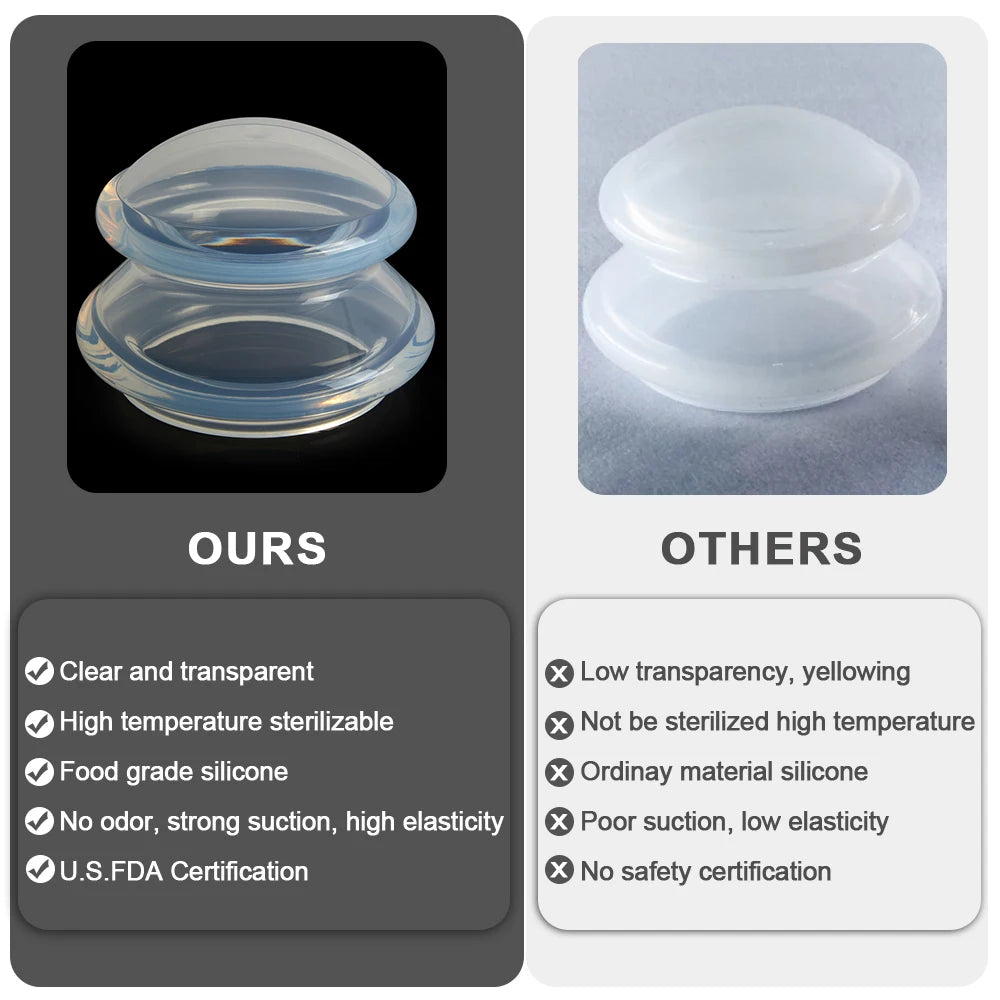 Silicone Vacuum Cupping Set Massage Body Cups Back Gua Sha Ventosas Suction Cup Anti-Cellulite Skin Lift Physiotherapy Jars Slim