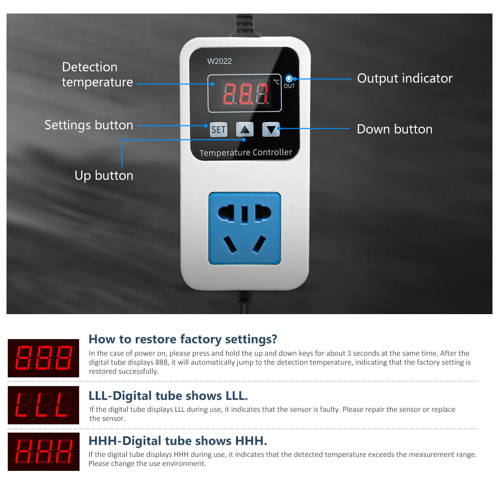XK-W2001 W2022 Digital Temperature Humidity Controller Socket AC110-220V Thermostat Regulator Smart Humidity Controller Socket