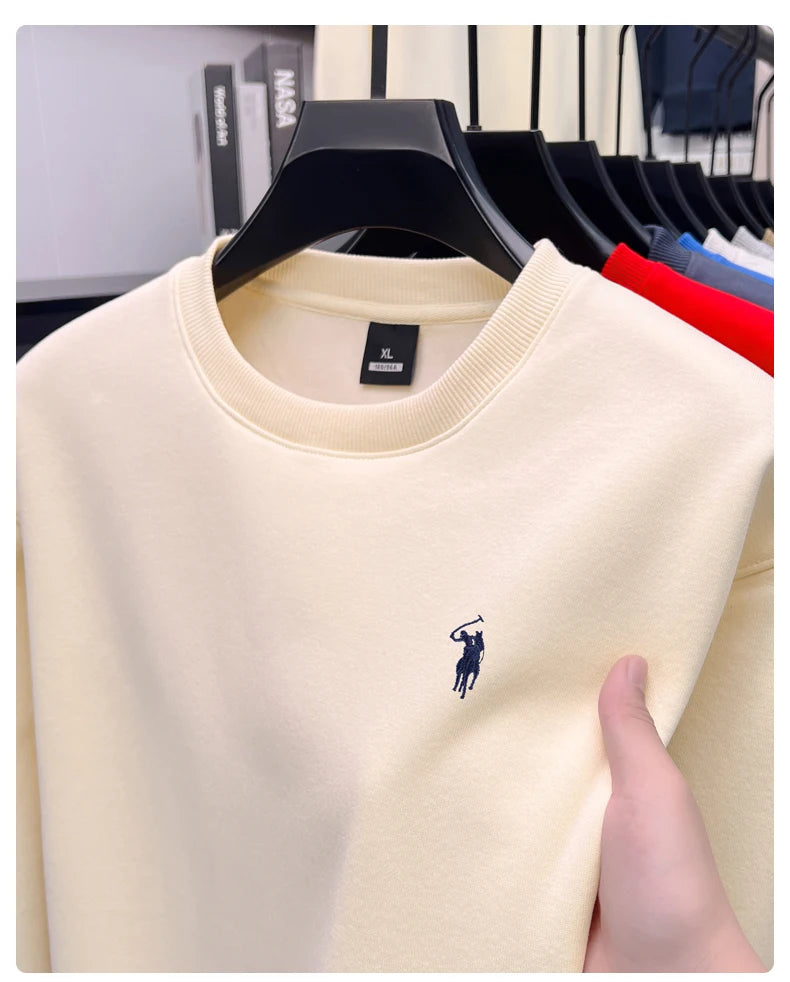 Designer brand men's round neck sportswear autumn new item thickened warm luxury pony print loose casual Paul pullover