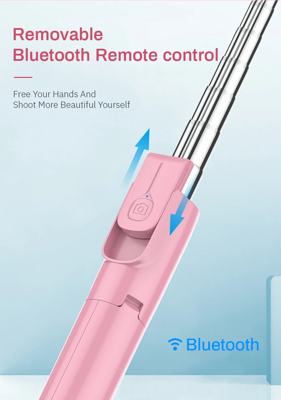 4in1 Wireless bluetooth compatible Selfie Stick LED Ring light Extendable Handheld Monopod Live Tripod for iPhone Android
