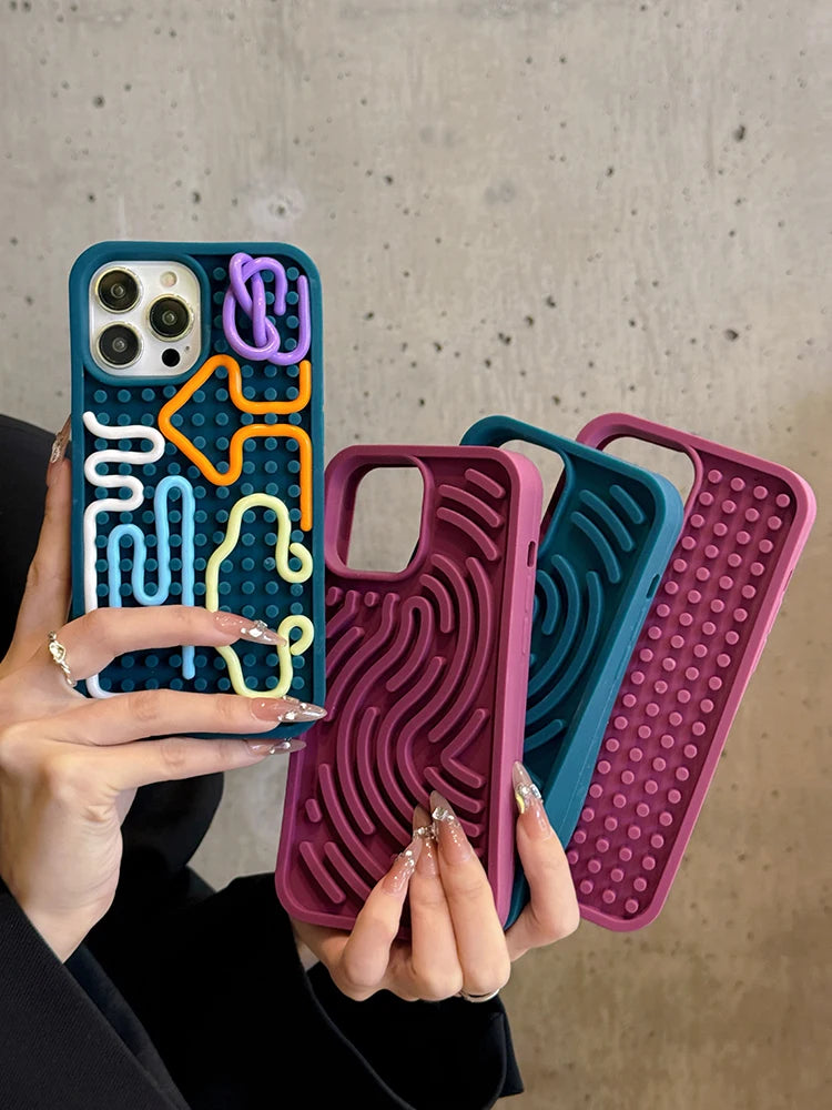 Funny Sensory Activity Board Silicone Decompression Phone Case For iPhone 16 15 14 13 12 11 17 Pro Max Soft Back Cover