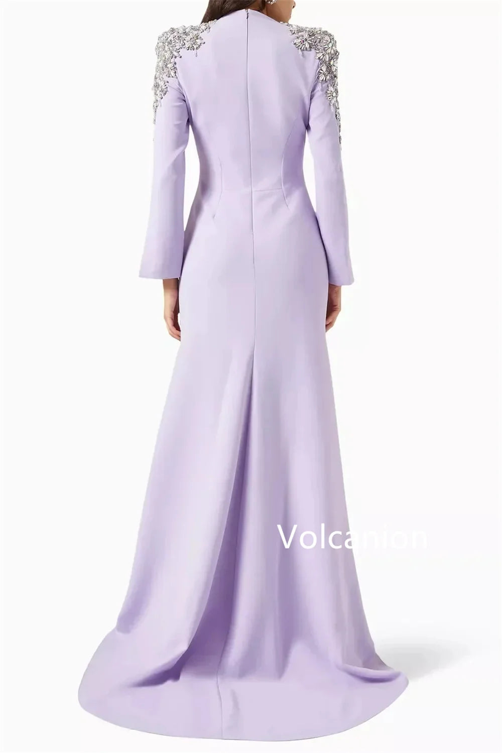 Customized Pastrol Jersey Pleat Sequined Pattern Trumpet V-neck Long Evening Dresses Luxury 2025 Celebrity Matching