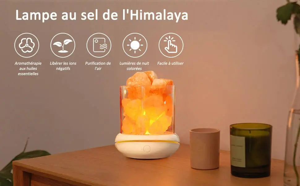 Aroma lamps Natural Himalayan Salt Lamp USB Pink Salt Rocks Lamp Multi-Color Romantic Night Light for Original Birthday Gifts