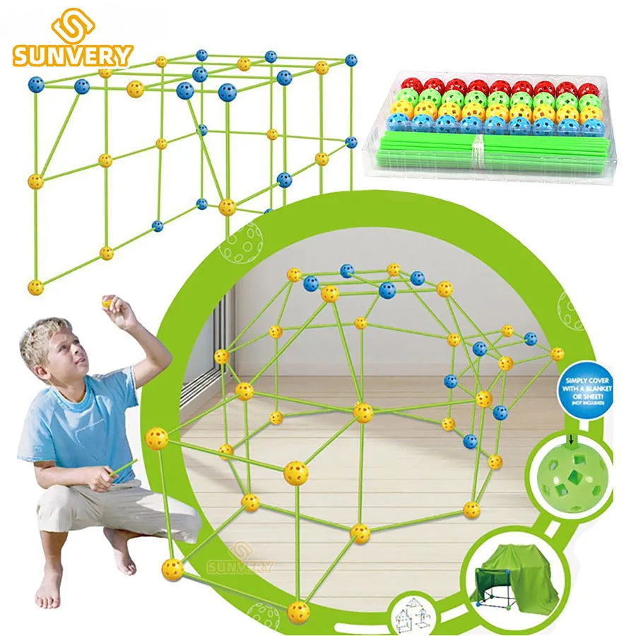 Kids forts building kit Construction Fortress Child Game Tents Fort Build Kid DIY 3D Assemble Tent Toy Gift for Kids