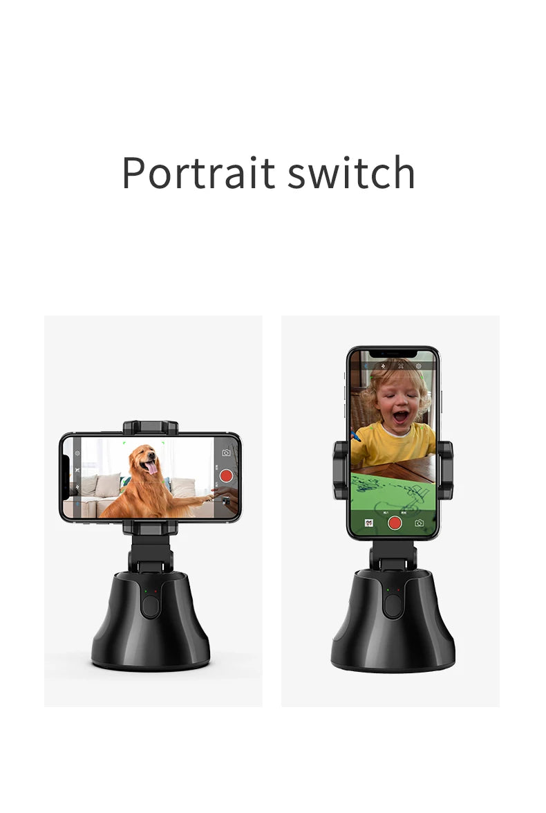 AI automatic face and body tracking phone holder/download APP, 360° rotating tracking tripod, intelligent shooting bracket