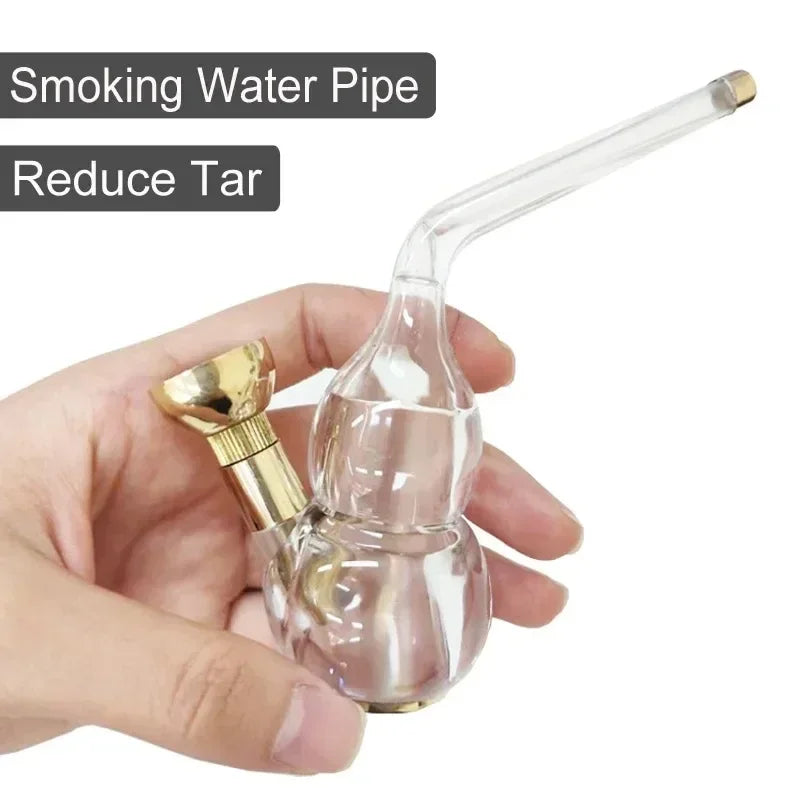 Dual purpose exquisite water bottle Gourd shaped Transparent pipe Tar Filtration Recyclable Smoking Holders Smoking Accessories