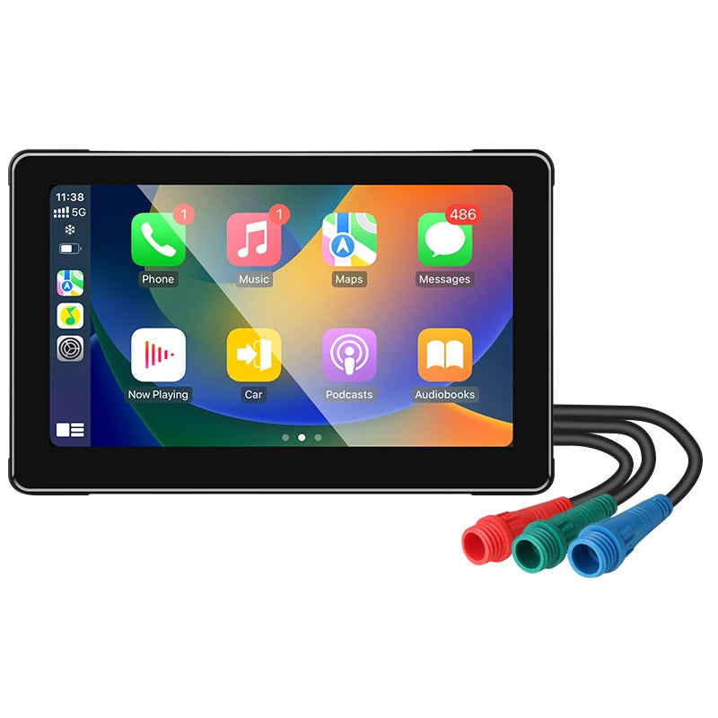 Srnubi 7 Inch Motorcycle Portable Navigation GPS Wireless Carplay Android Auto IP67 Waterproof Motorcycle Touch Screen Display