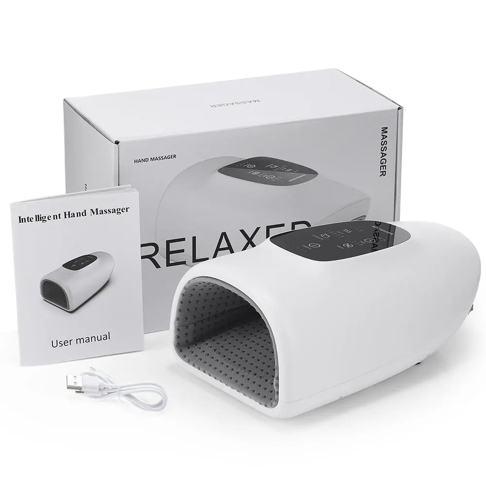 Electric Hand Massager with 5 Levels Air Compression Heat Palm Finger Massage Machine for Arthritis Finger Numbness Hand Relax