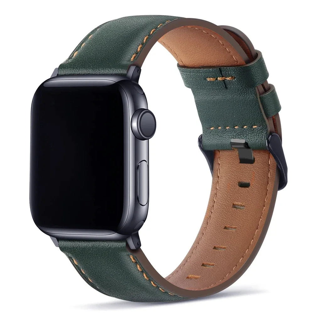 Leather Strap for Apple watch band 44mm 49/45mm 40/41 42 46mm belt Retro luxury Correas iWatch series 10 9 5 4 SE 6 7 8 ultra 2