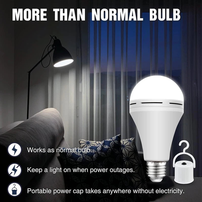 7W/9W/12W/15W Emergency Light Bulb LED Handheld Hanging Charging Energy-Saving Light Bulb Portable Household Tent Fishing Lamp