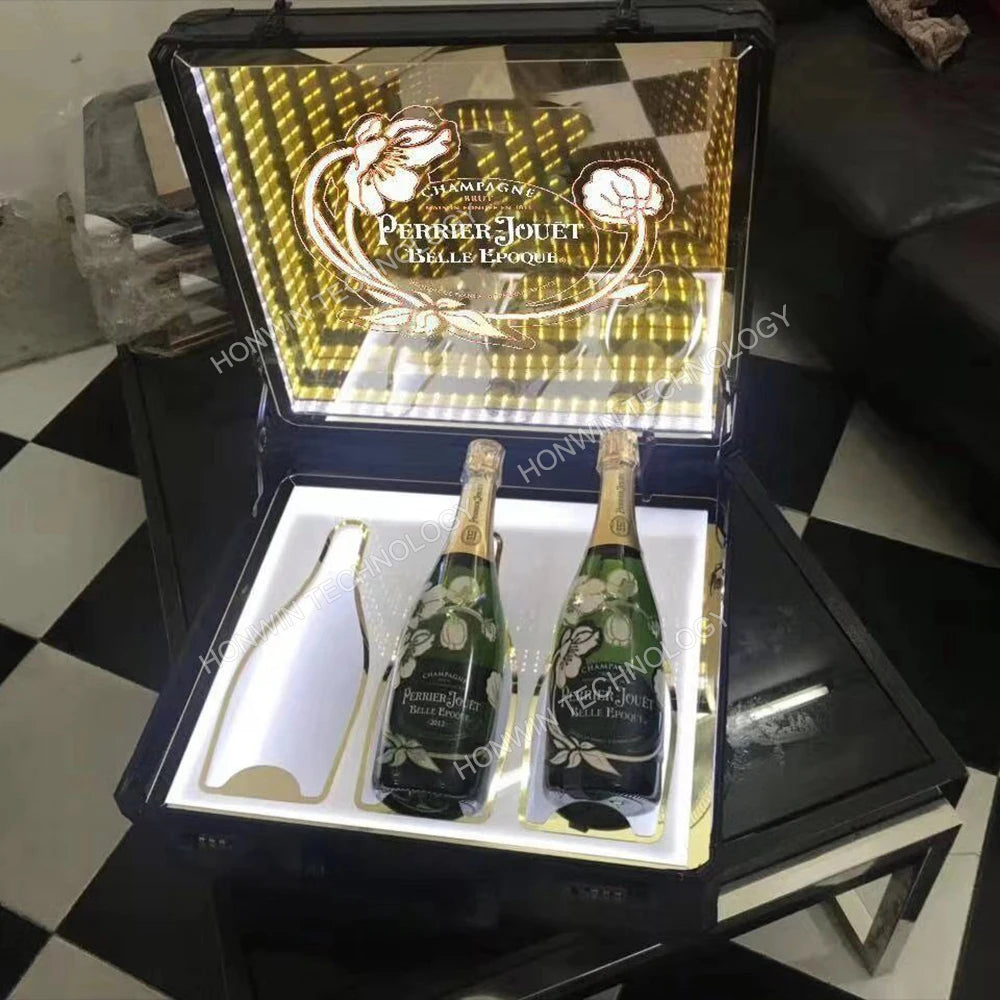 Nightclub Wine Presenter 3 Bottles Rechargeable LED Ace of Spade Glorifier Box Armand de Brignac Champagne Bottle Carrier Case