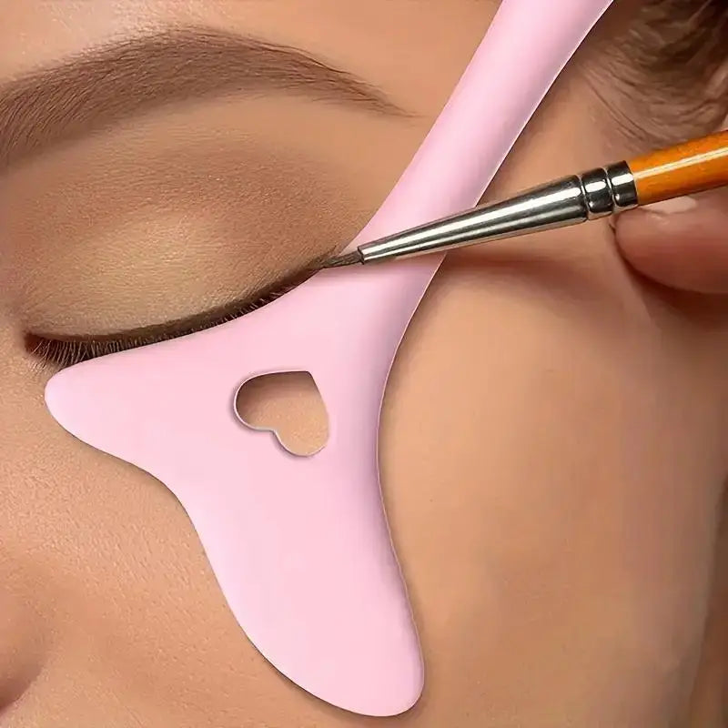 1pc Pink Silicone Makeup Stencil Tool  Multi-Functional Eyeliner Lipstick Guide  Heart-Shaped Winged Eyeliner Template  Eas