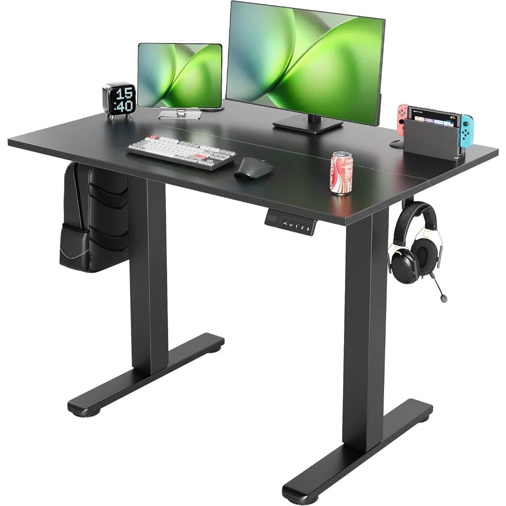 Electric Standing Desk Adjustable Height, 40 x 24 Inch Sit Stand Desk with T-Shaped Frame, 3 Memory Presets & Cable Management