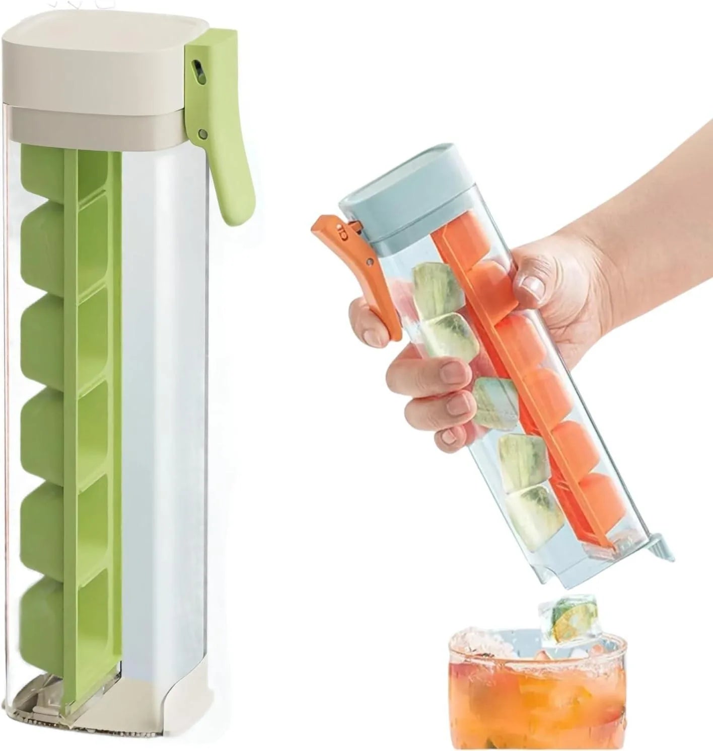 New Ice Cube Mold With One Hand, One Hand De-Icing Press Ice Tray Mold, Ice Cube Tray Cup, 6 Square Ice Cube Maker