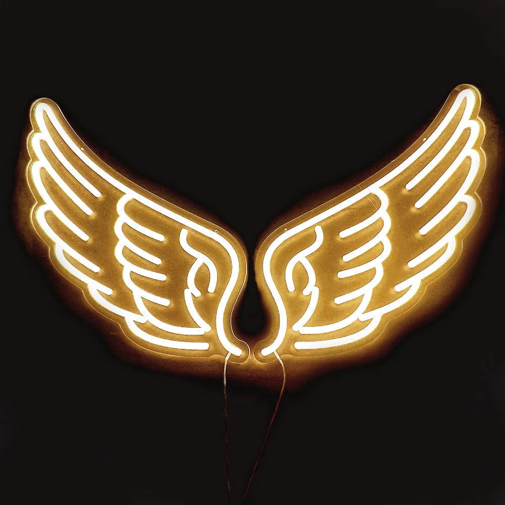 DECO Angel Wing Pink Led Neon Signs(22x14 inch) Led Signs Wall Decor for Girl Bedroom Kids Room Wedding Decor