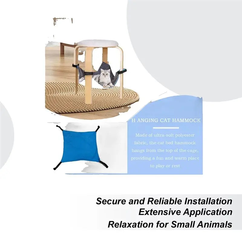 A96K-Adjustable Cat Hammock Bed Cage Accessories For Ferret Puppies Rabbits Small Animals Tree Indoor House Cat Swing Bed