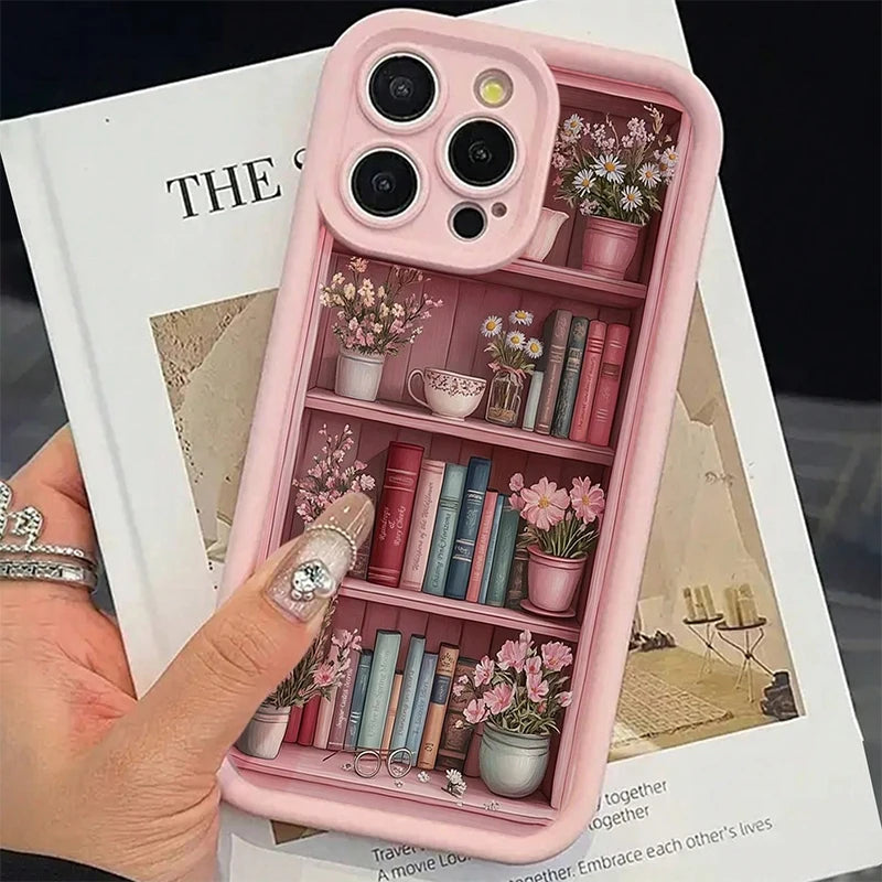 Pink Soft Shockproof Phone Case With Paintbook Design For iPhone 17 16 15 14 13 12 11 Pro Max Air X XS Max XR 7 8 Plus Cover