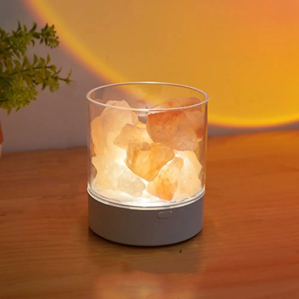 Unique Crafts Natural Crystal Salt Lamp USB Powered 7 Color Lights Table Lava Lamp Eye Protection LED Table Light Christmas