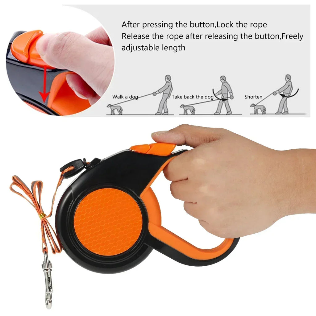 5m LED Flashlight Dog Leash Automatic Retractable Pet Luminous Straps Puppy Walking Night Outdoor Walking Non-Slip Handle