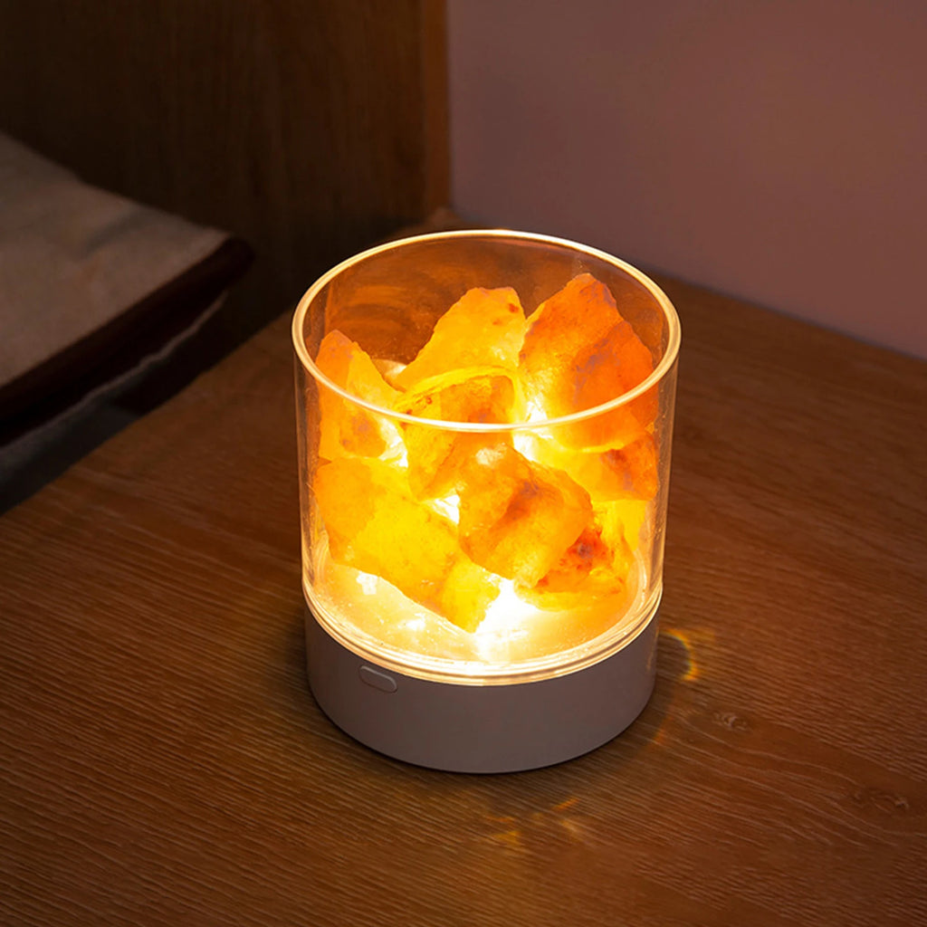 LED Rock Crystal Lamp Essential Oil Diffuser 7 Colors LED Crystal Salt Stone Night Light Home Office Bedroom Desktop Decoration