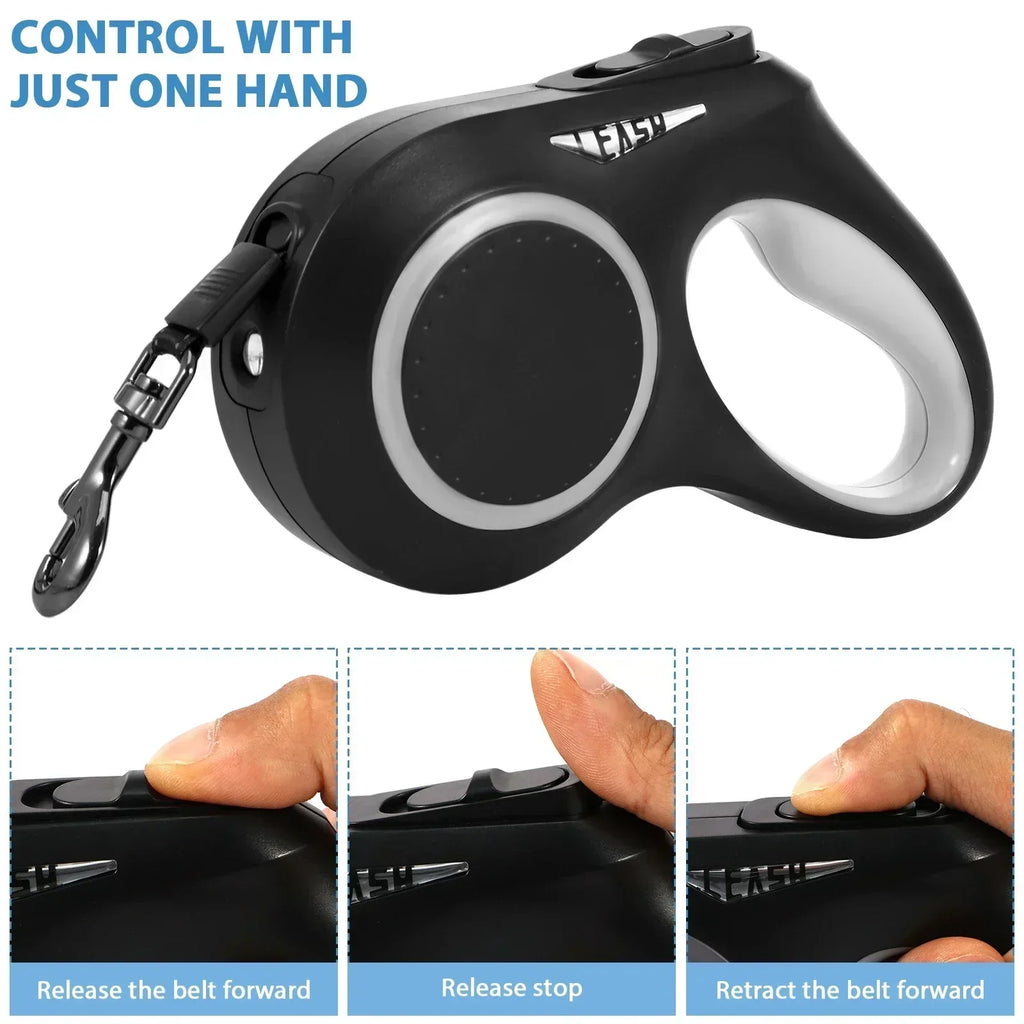 5m LED Flashlight Dog Leash Automatic Retractable Pet Luminous Straps Puppy Walking Night Outdoor Walking Non-Slip Handle