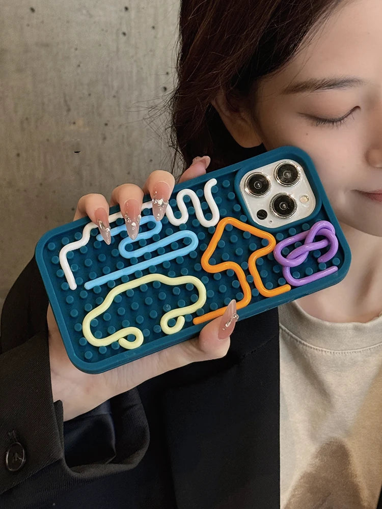 Funny Sensory Activity Board Silicone Decompression Phone Case For iPhone 16 15 14 13 12 11 17 Pro Max Soft Back Cover