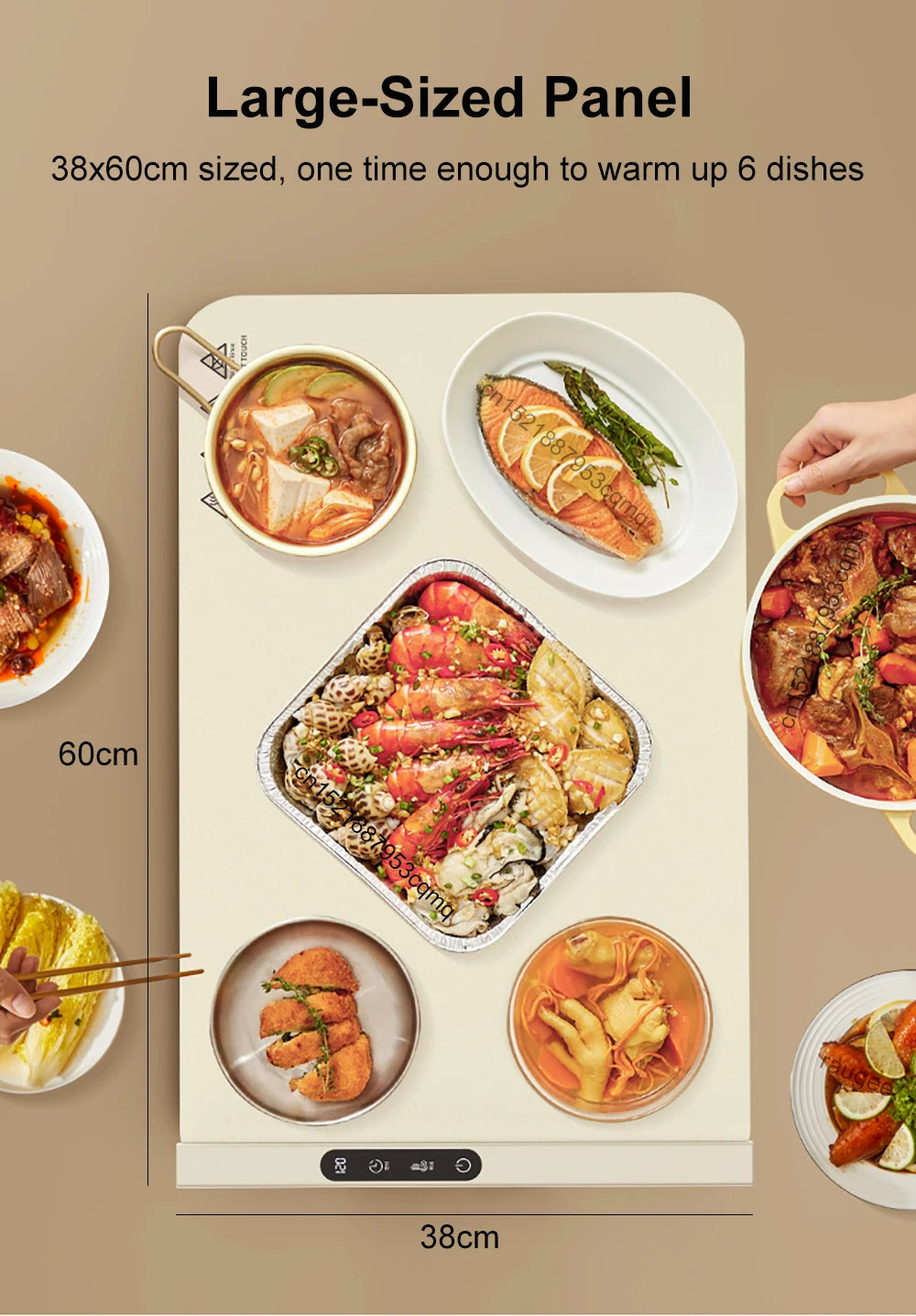 Electric Food Warmer Plate 10s Fast Heating Food Warmer Mat Foldable Dining Table Food Warming Tray Tem Settings Food Heat Plate