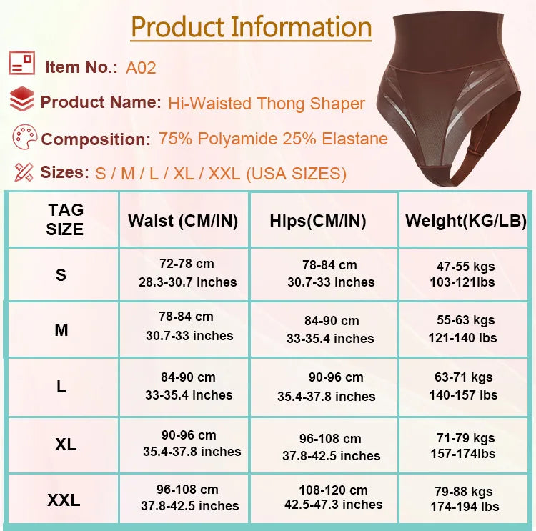 Women's High Waist Thong Style Shapewear Tummy Control Waist Trainer Hip Lift Body Shaping Pants Plus Size Striped Mesh Thong