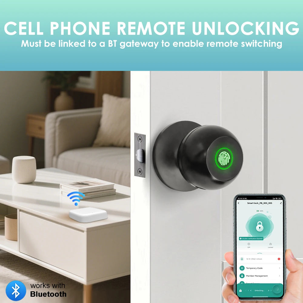 Tuya Door Lock Bluetooth Fingerprint Recognition Lock Smart Life Unlocking Automation Residential Security Protection