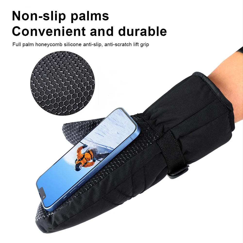Ski Mittens Waterproof Winter Thermal Touch Screen Gloves Windproof Cycling/Snowboard Gloves Cold Weather Gloves for Outdoor