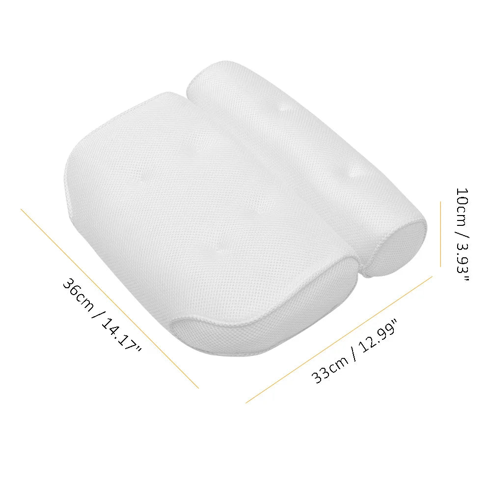 3D Mesh Massage Machine Washable Bath Pillow Bathtub Sucker Back Cushion