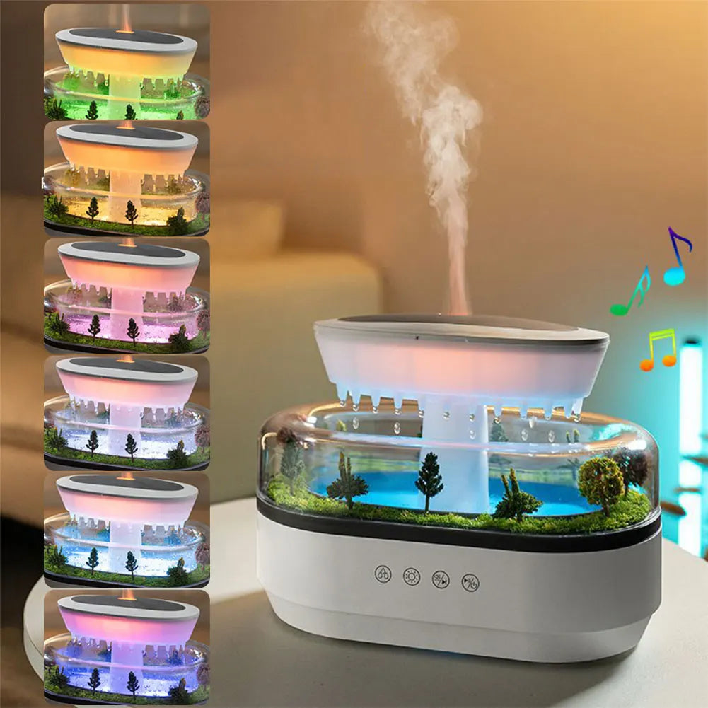 RainCloud Ultrasonic Aroma Humidifier Colorful Light Water Drip Micro Landscape Essential Oil Diffuser Home Cool Mist Humidifier