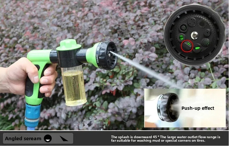 Multifunctional  Adjustable Mode Water Guns Nozzle Hose Washer Garten Watering Jet Sprayer with Foam Container Fertilizer Tools