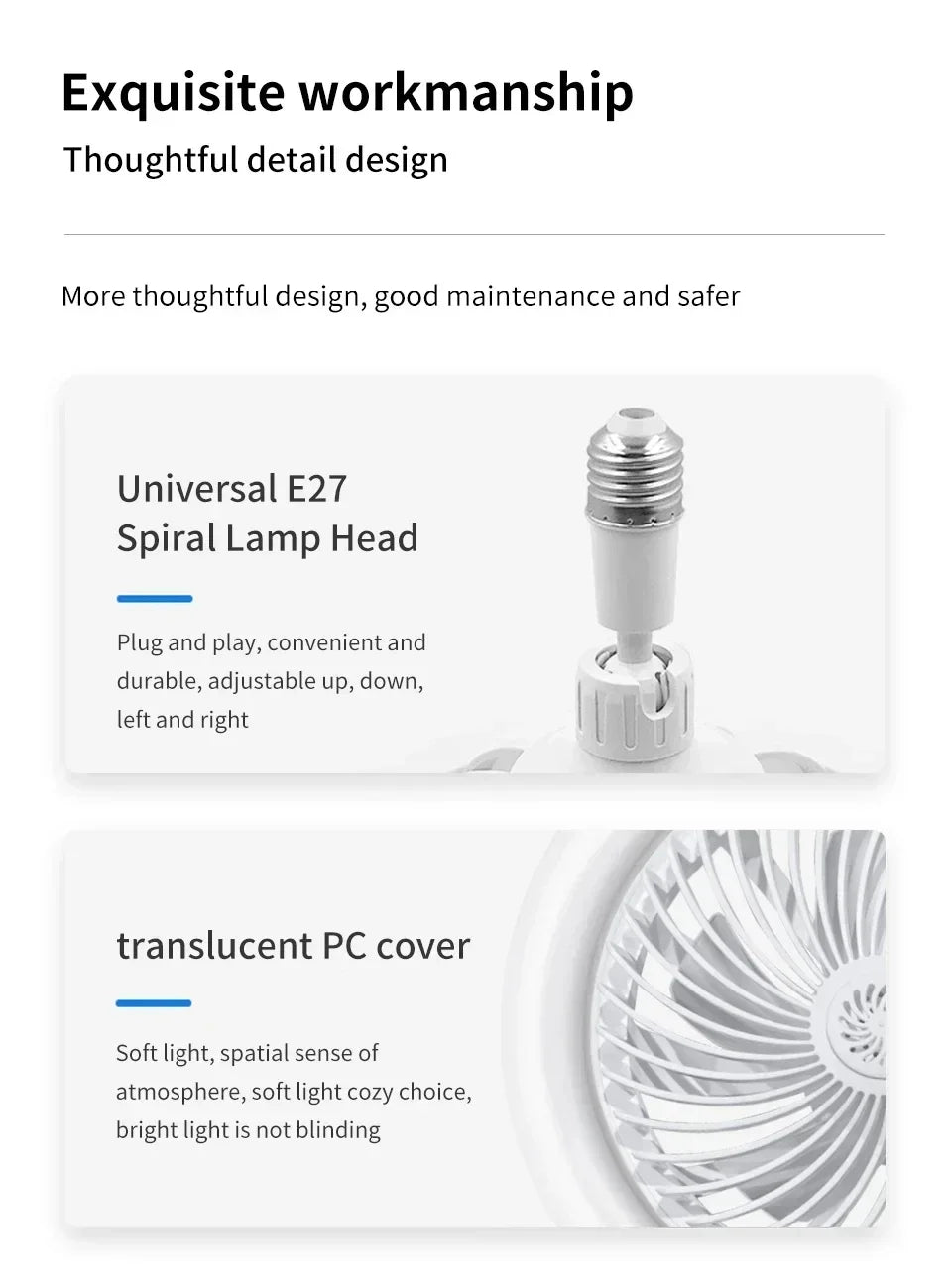 Rotatable 3in1 Ceiling Fan with Remote Control Lighting Lamp E27 Converter Base Lighting Base Bedroom Living Room ﻿Aromatherapy