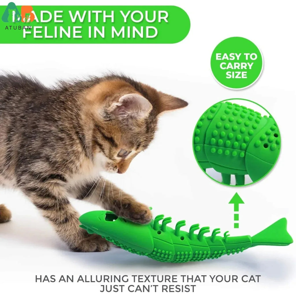 ATUBAN Cat Toothbrush Toy-Durable Hard Rubber - Cat Dental Care, Cat Interactive Toothbrush Chew Toy cat treat toy