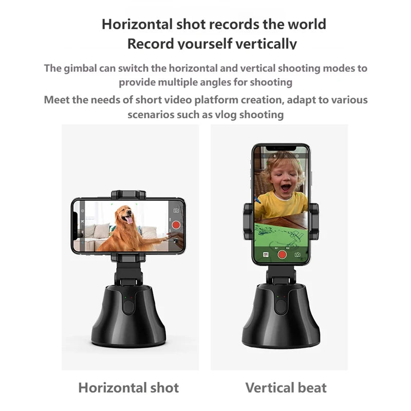 AI automatic face and body tracking phone holder/download APP, 360° rotating tracking tripod, intelligent shooting bracket