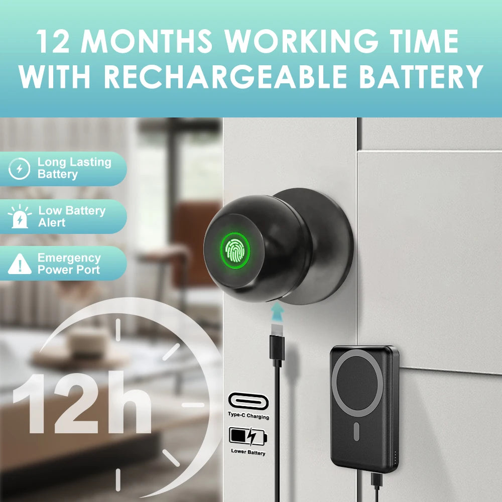 Tuya Door Lock Bluetooth Fingerprint Recognition Lock Smart Life Unlocking Automation Residential Security Protection