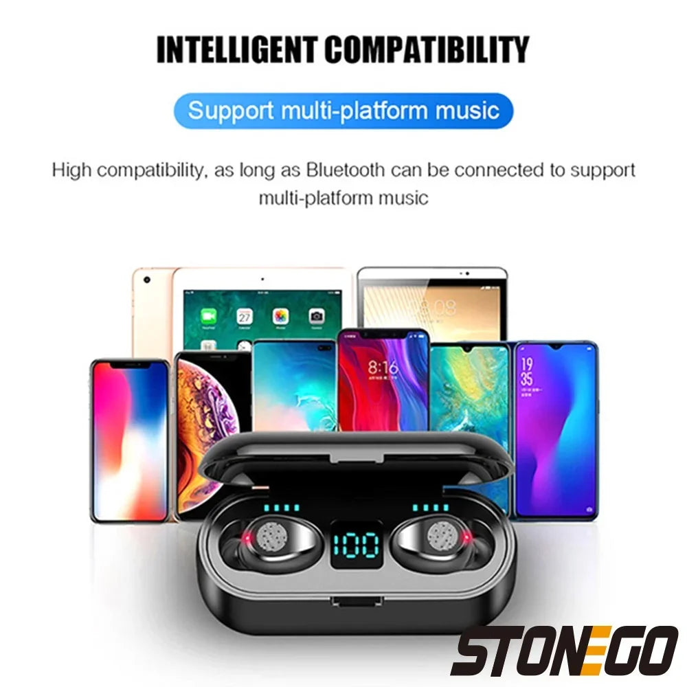 Wireless Bluetooth TWS Earphones Sport Waterproof HiFi Noise Cancelling Deep Bass Sound Dual Charging Box