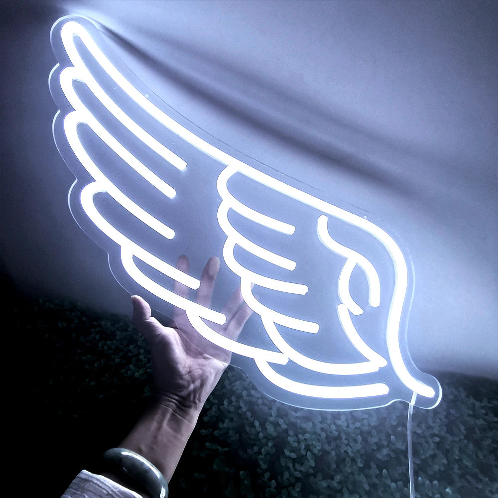 DECO Angel Wing Pink Led Neon Signs(22x14 inch) Led Signs Wall Decor for Girl Bedroom Kids Room Wedding Decor