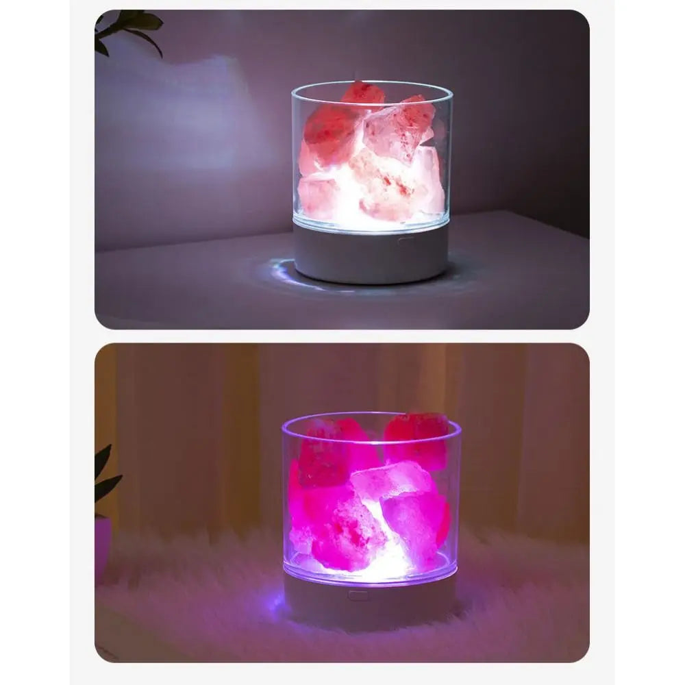 Unique Crafts Natural Crystal Salt Lamp USB Powered 7 Color Lights Table Lava Lamp Eye Protection LED Table Light Christmas