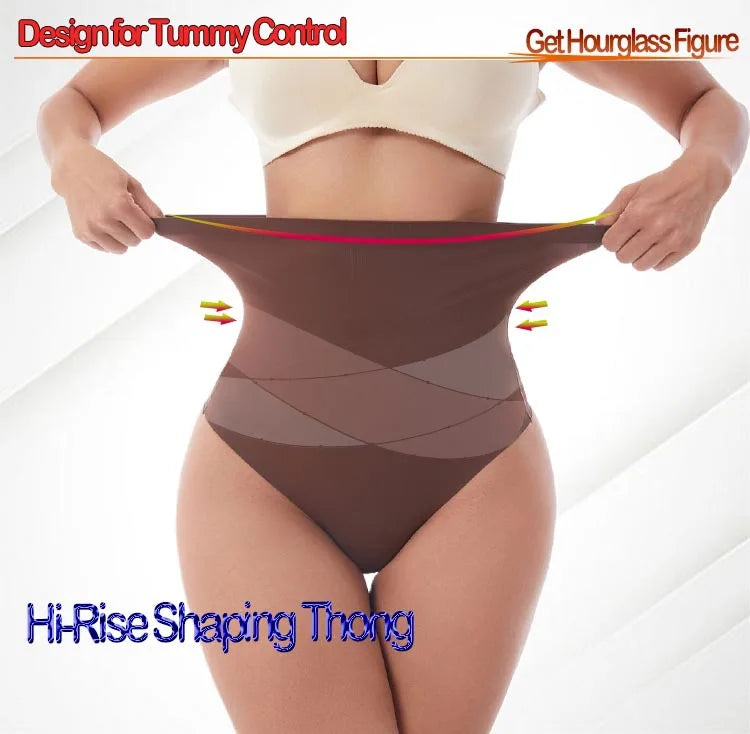 Women's High Waist ThongT-backCross X Shaping Tummy Control Panties Strong Body Shaping Waist Cincher Hip Lifter Seamless