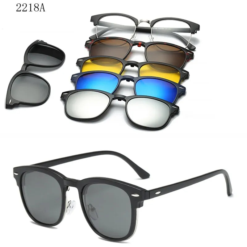 HJYFINO 5 lenes Magnet Sunglasses Clip Mirrored Clip on Sunglasses clip on glasses Polarization Clip Custom Prescription Myopia