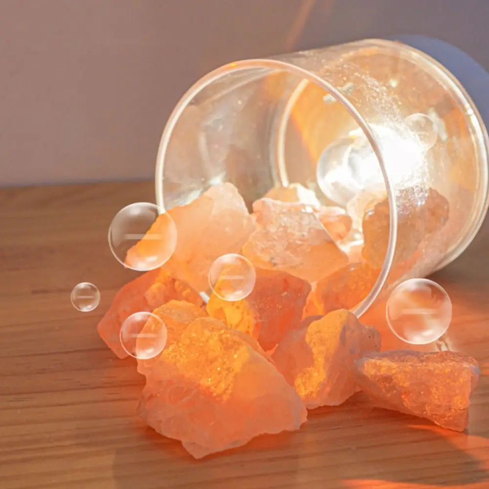 Unique Crafts Natural Crystal Salt Lamp USB Powered 7 Color Lights Table Lava Lamp Eye Protection LED Table Light Christmas