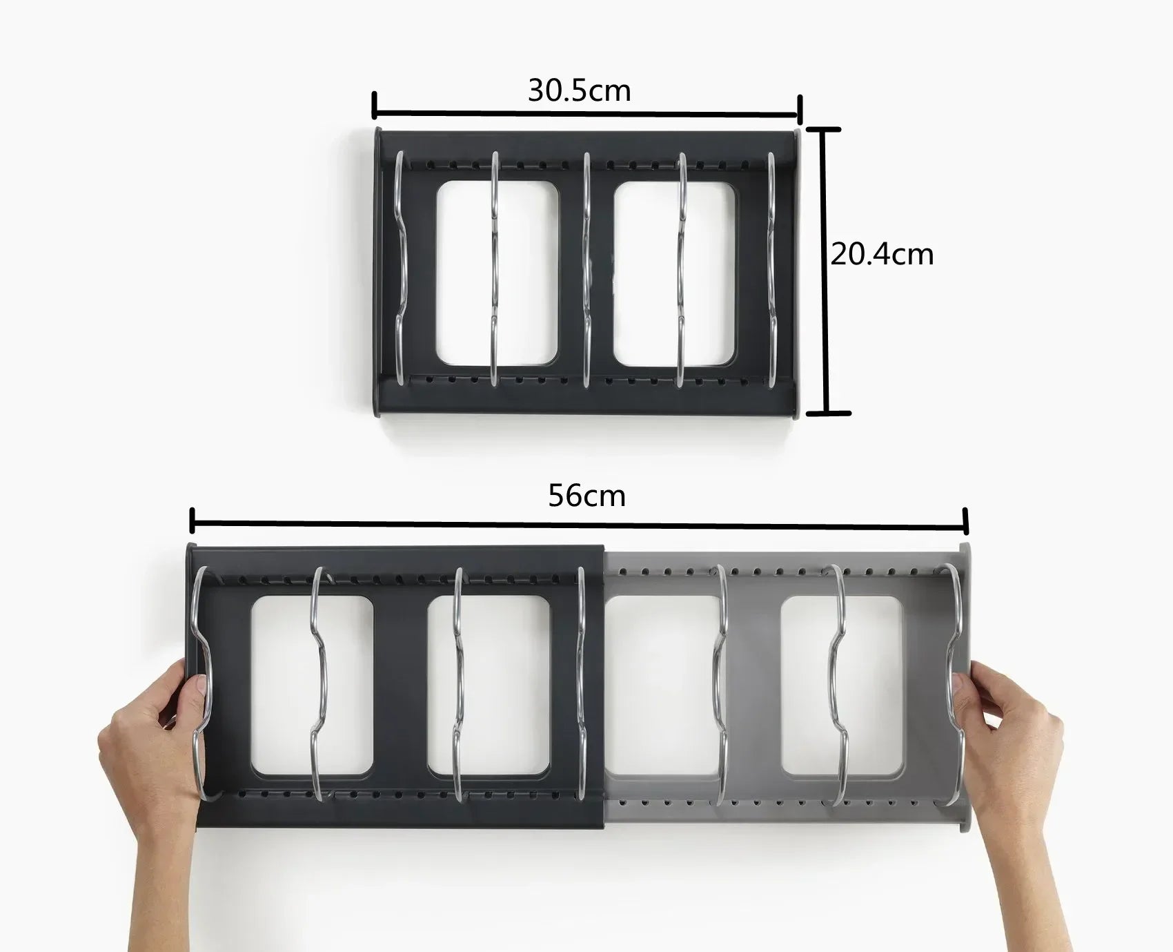 1Pc 7-grid Telescopic Pot Rack,Pans Organizer,Space-saving Cabinet Holder for Pots,Pans and Lids-Keep Your Kitchen Neat and Tidy